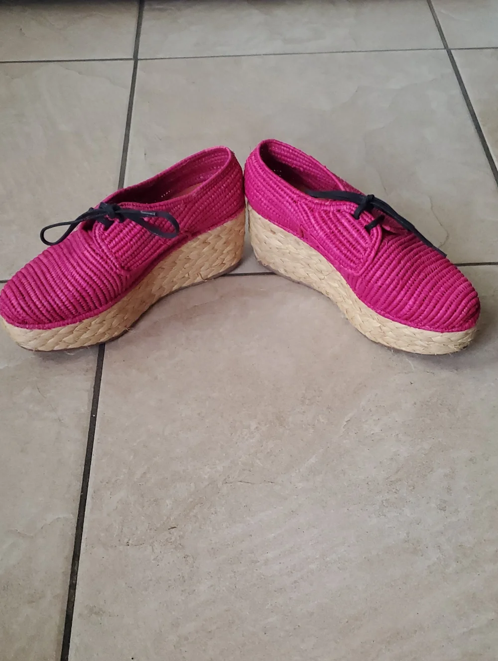 CARVEN X ROBERT CLERGERIE Raffia Platform Wedge Espadrille Sz EU36  US5.5